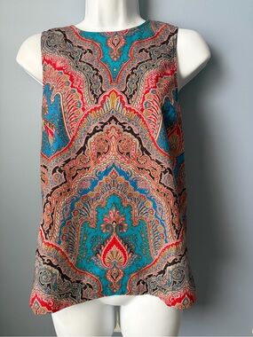 J. Crew Ratti Mediteranean Paisley Tie Back Top, AF446,  Size XS